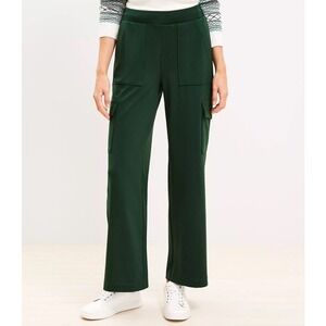 LOFT High Rise Satin Feel Cargo Ankle‎ Pants Trousers Teal Green - Size 8